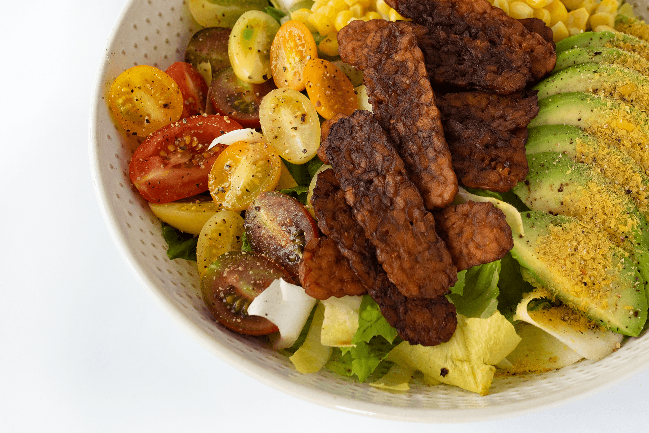 Plant-Based Cobb Salad with delicious Vegan Bacon that's better than the real deal!